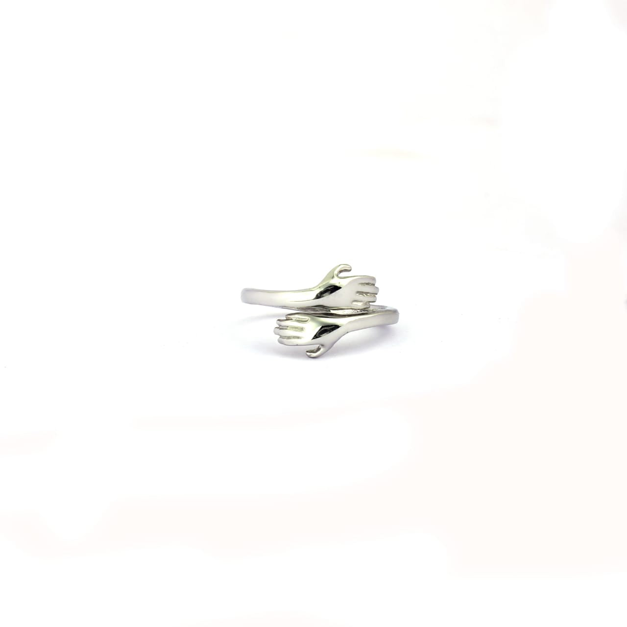 Sterling Silver Embracing Hands Ring